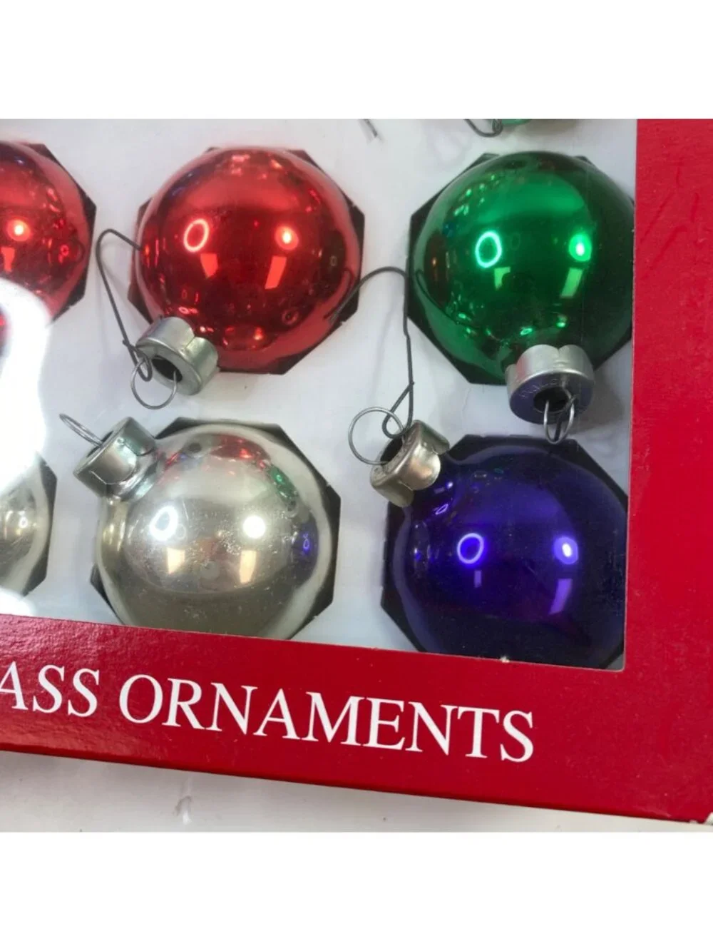 Target Christmas Ornaments Set 18 Glass Balls Red Green Blue Silver